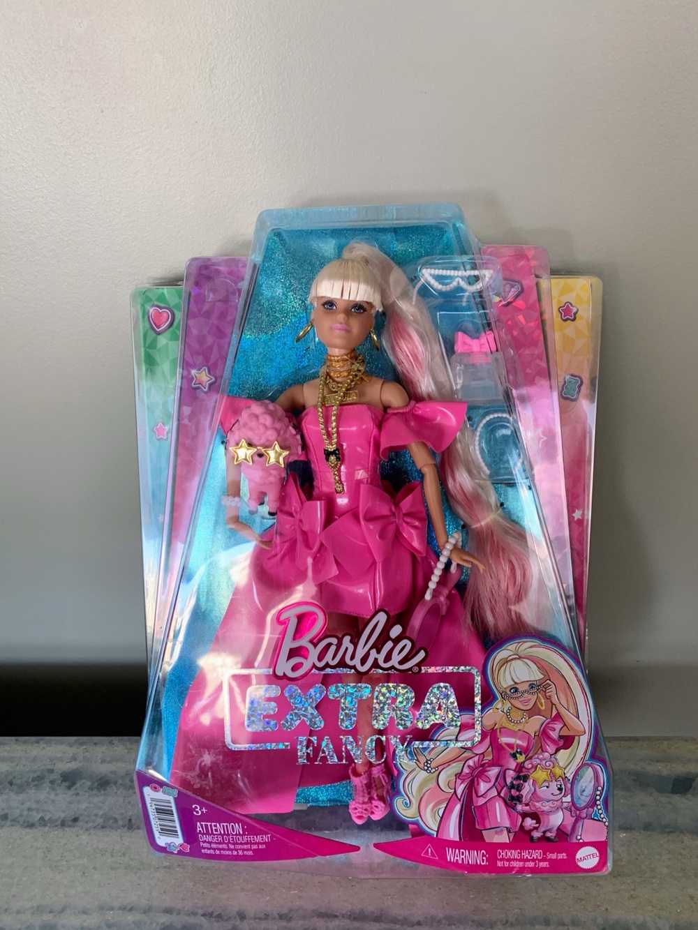 BNIB Barbie Extra Fancy Pink Glam Blonde Doll w/Pink Poodle